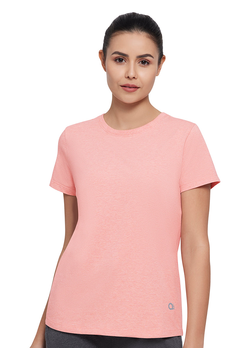 Amante Women's Short Sleeve Relaxed Fit Pink Round Neck T-Shirt